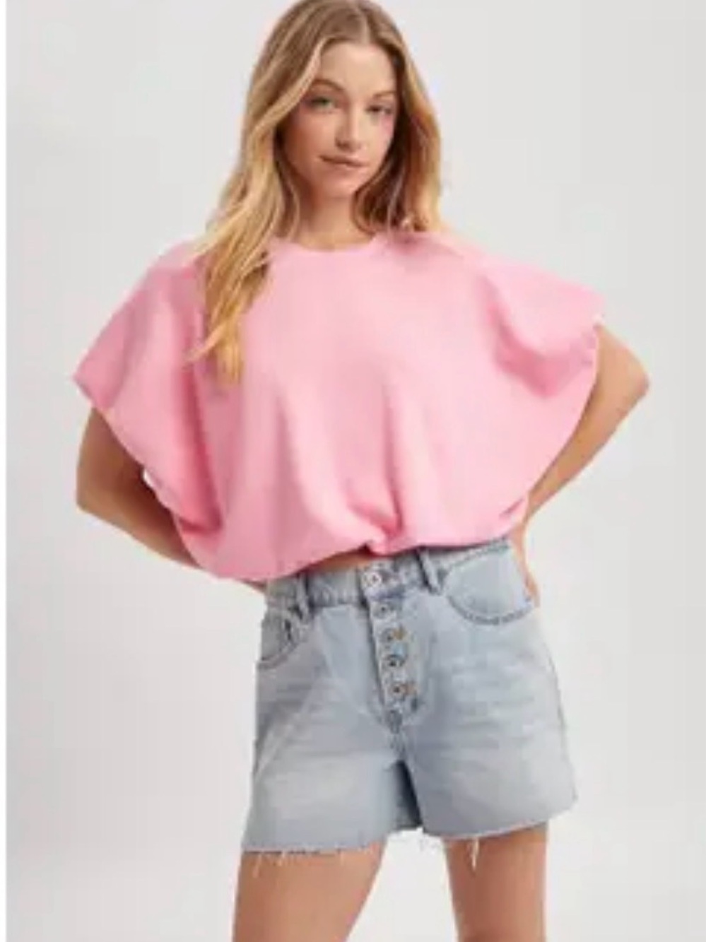 Wishlist Suba Bright Pink Bubble Hem Top Small